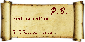 Plésa Béla névjegykártya